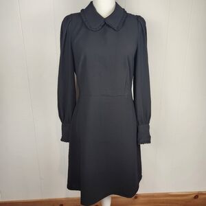 NEW J. Crew A-Line Short Dress 6 Ruffle Collar Black Long Sleeve High Neck Party